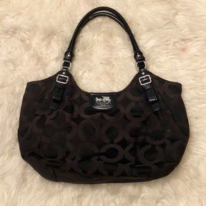 Coach Black Madison Black Logo Signature Handbag